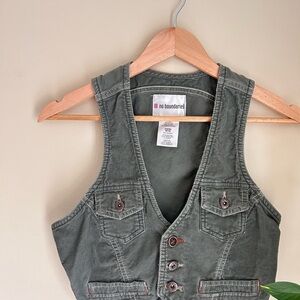 No Boundaries Olive Corduroy Vest